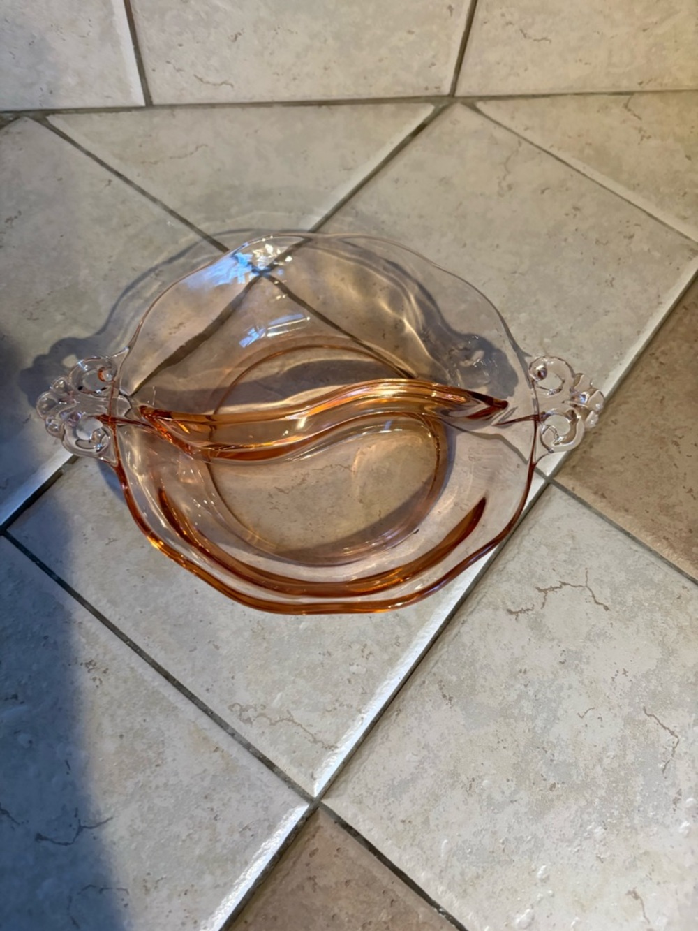 Antique FOSTERIA LAFAYETTE PINK DEPRESSION BOWL W/DIVIDER- Elegant Home Accent